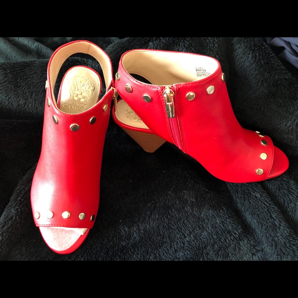 Vince Camuto Red Studded Ankle Booties